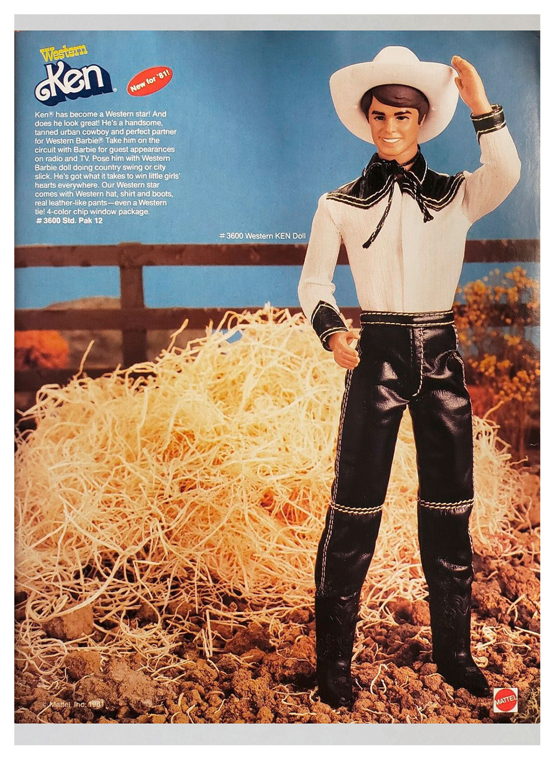 Western Ken Doll With Cowboy Outfit Mattel # 3600