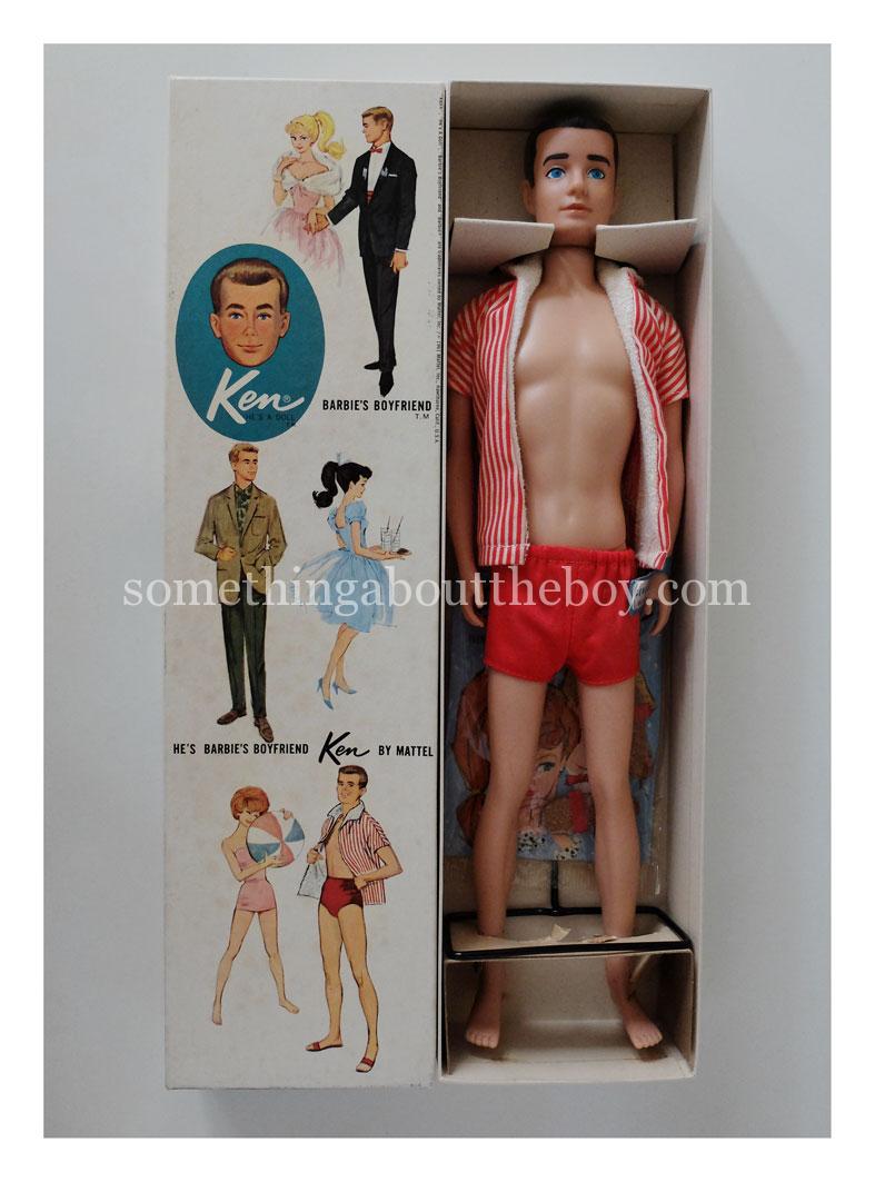 1963 #750 'thick brow' brunette Ken in original packaging