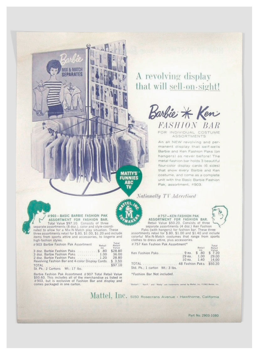 1962 Barbie & Ken Fashion Bar Display ad