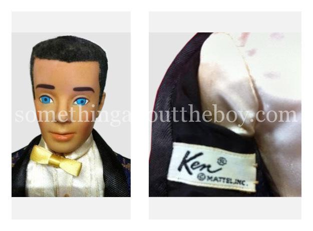Japanese exclusive Dressed Doll Ken in rare brocade tuxedo with yellow bow tie