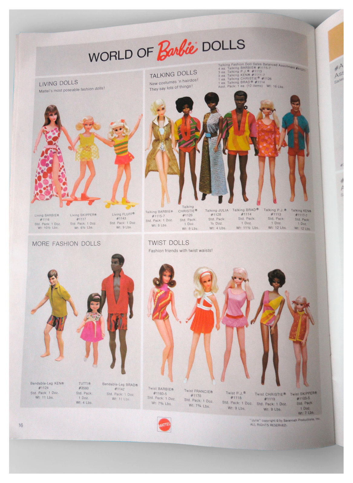 Mattel Dolls '71 catalogue