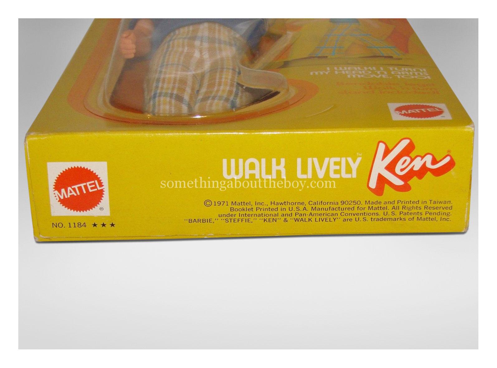 1972 #1184 Walk Lively Ken original packaging (Detail)