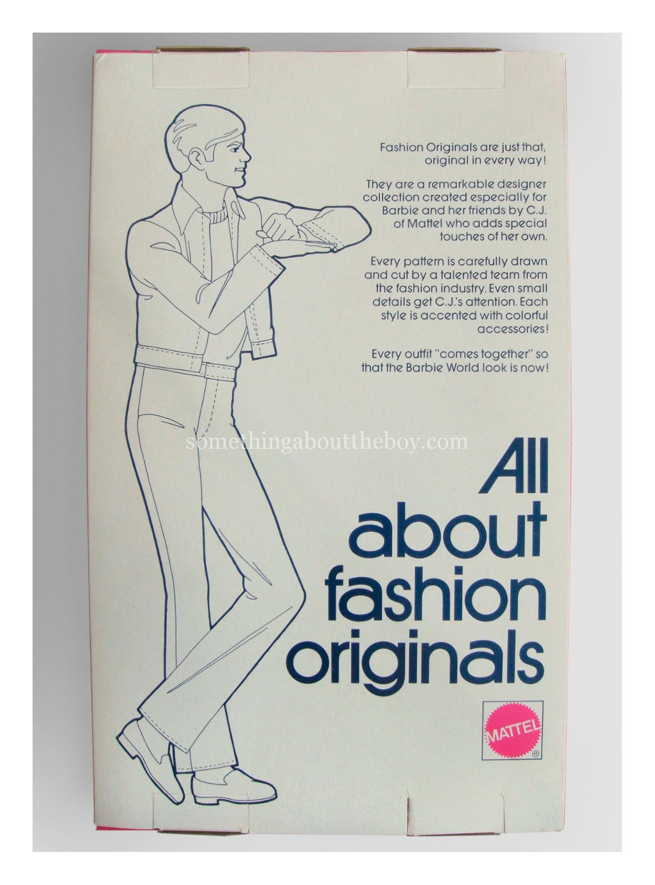 Reverse of Fashion Originals packaging 1976 (pink box)