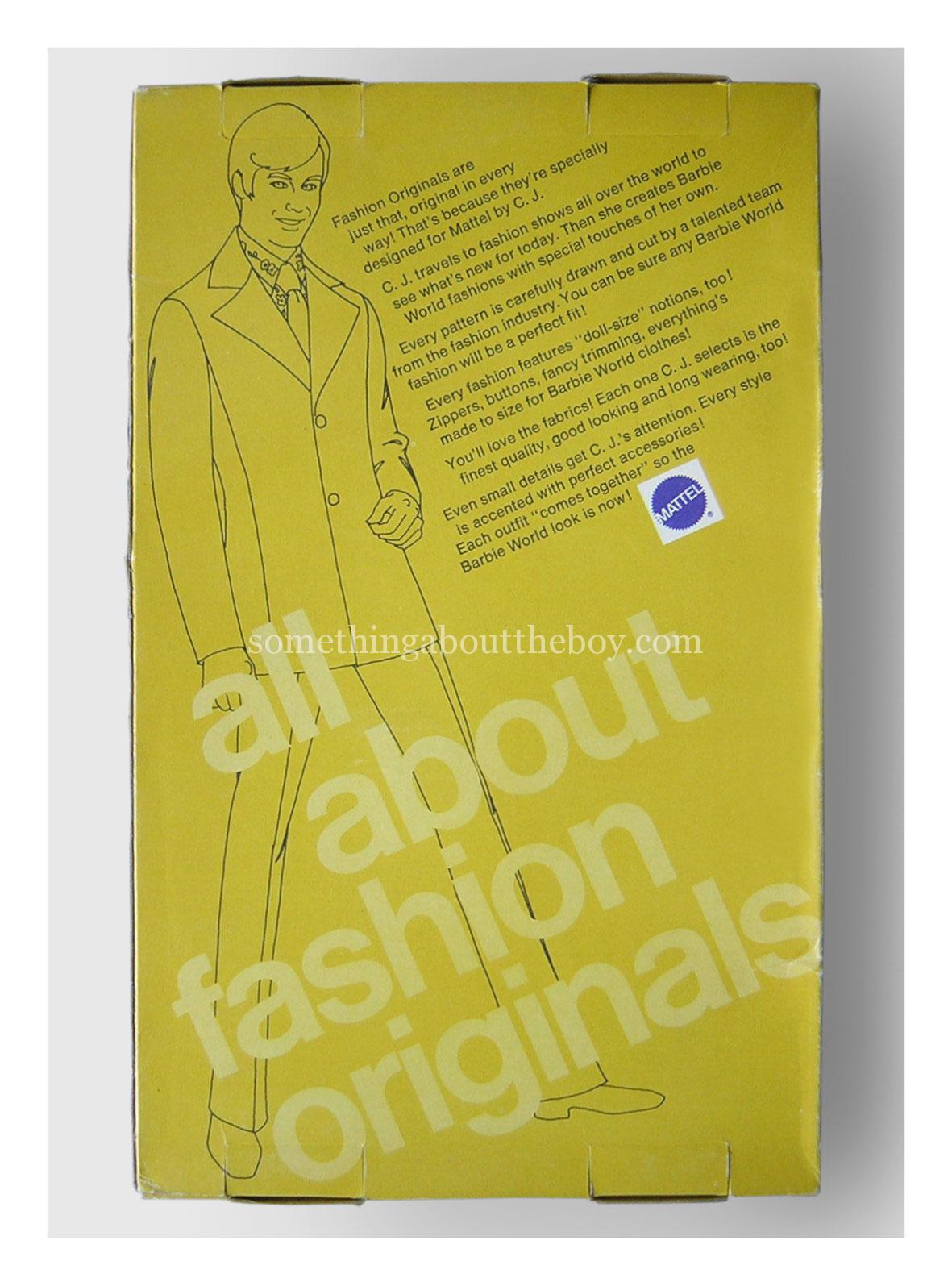 Reverse of Fashion Originals packaging 1975 (Yellow box)
