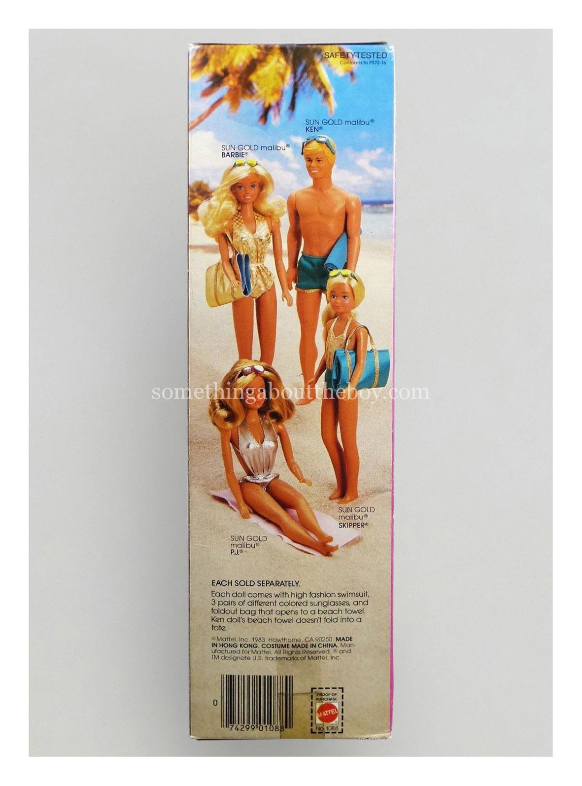 1984 #1088 Sun Gold Malibu Ken reverse of packaging
