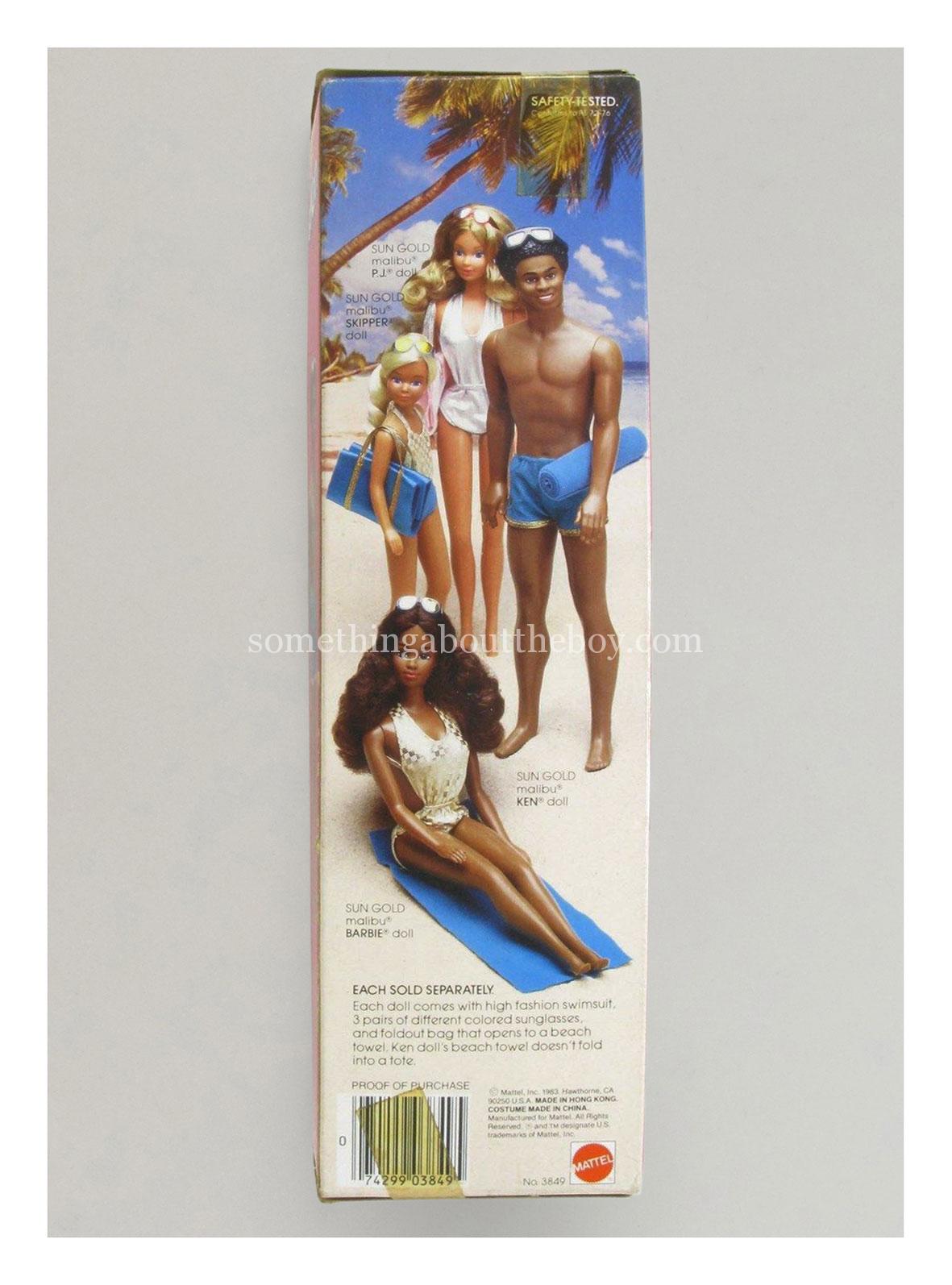 1985 #3849 Sun Gold Malibu Ken reverse of packaging