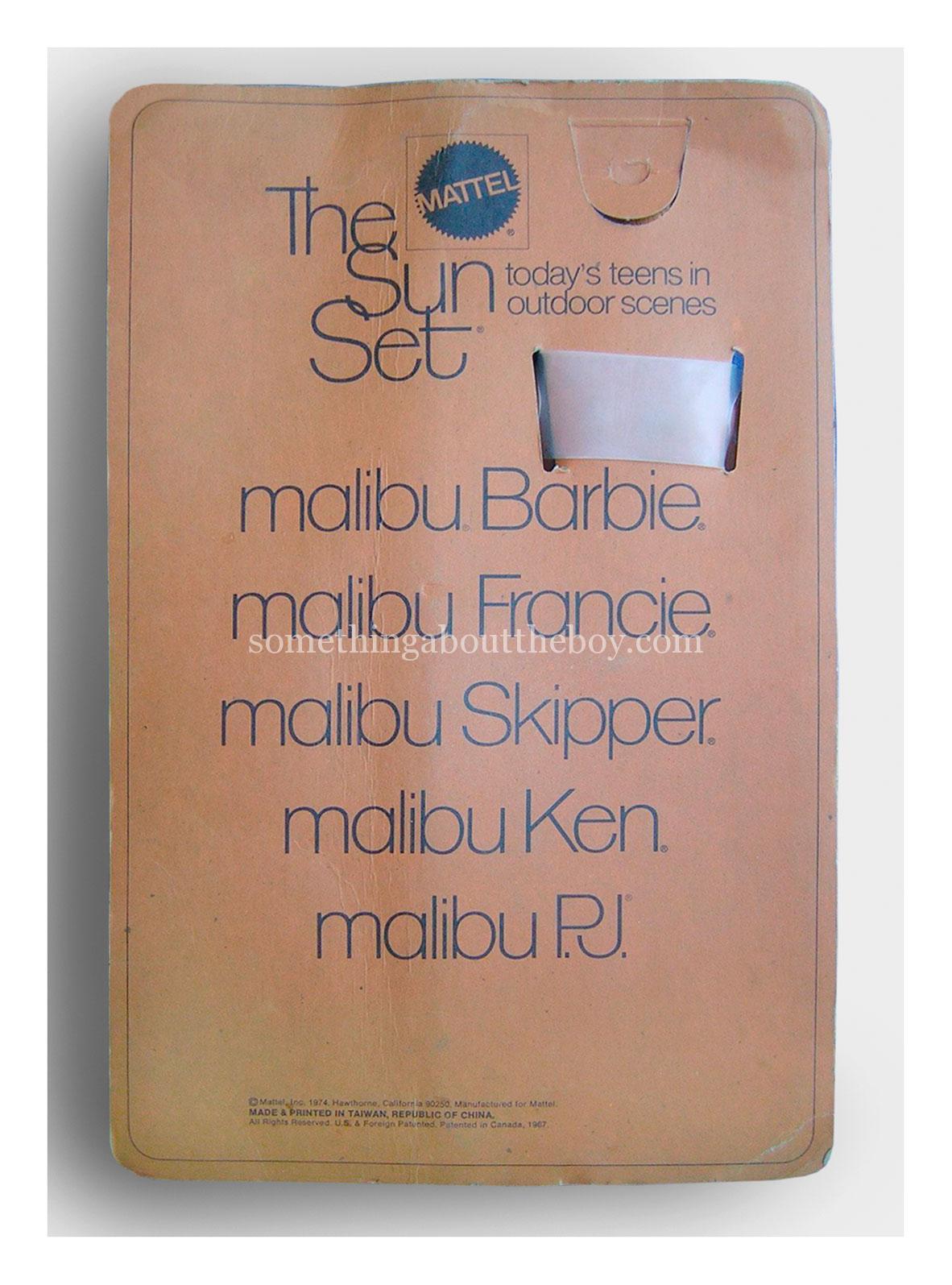1975 #1088 Sun Set Malibu Ken (European/Canadian version) packaging
