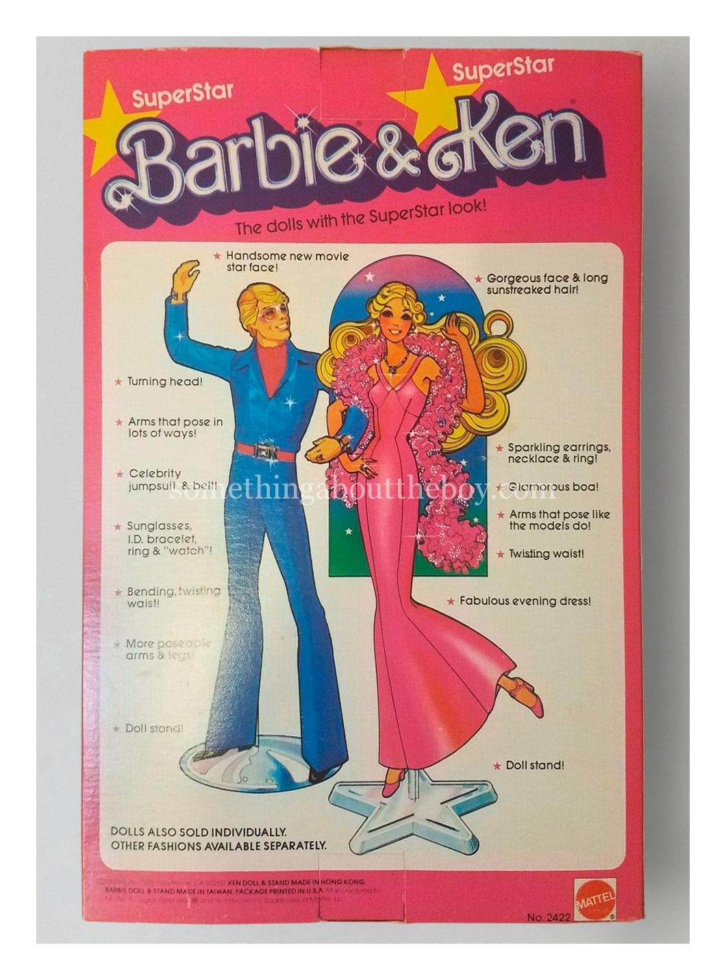 1978 #2422 Superstar Barbie & Ken Set reverse of packaging