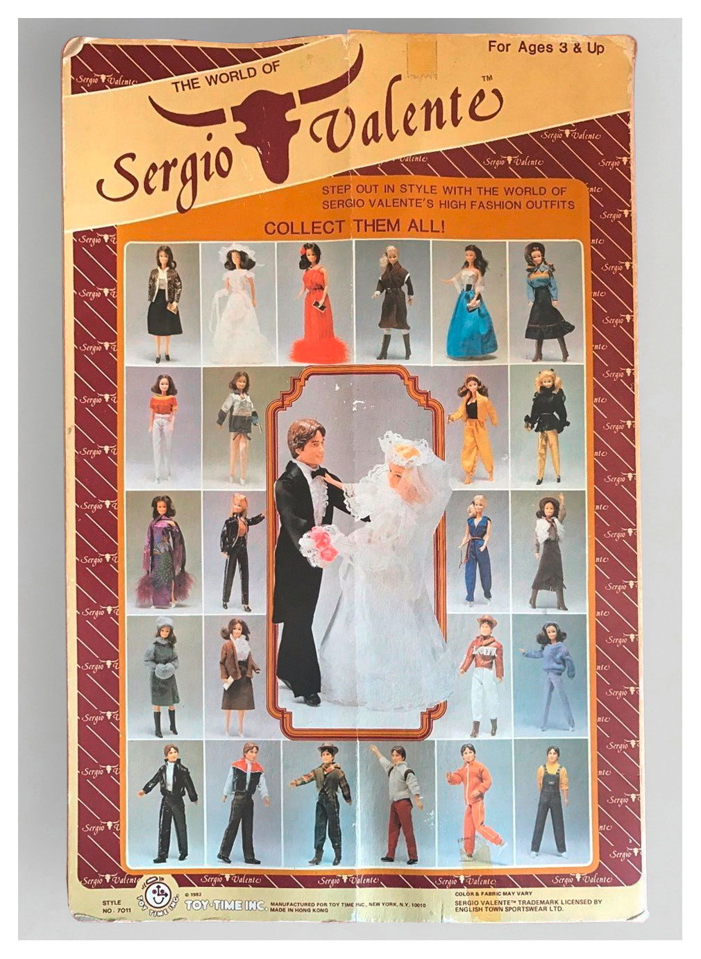 1982 Sergio Valente male fashion doll by Toy-Time Inc. reverse of packaging