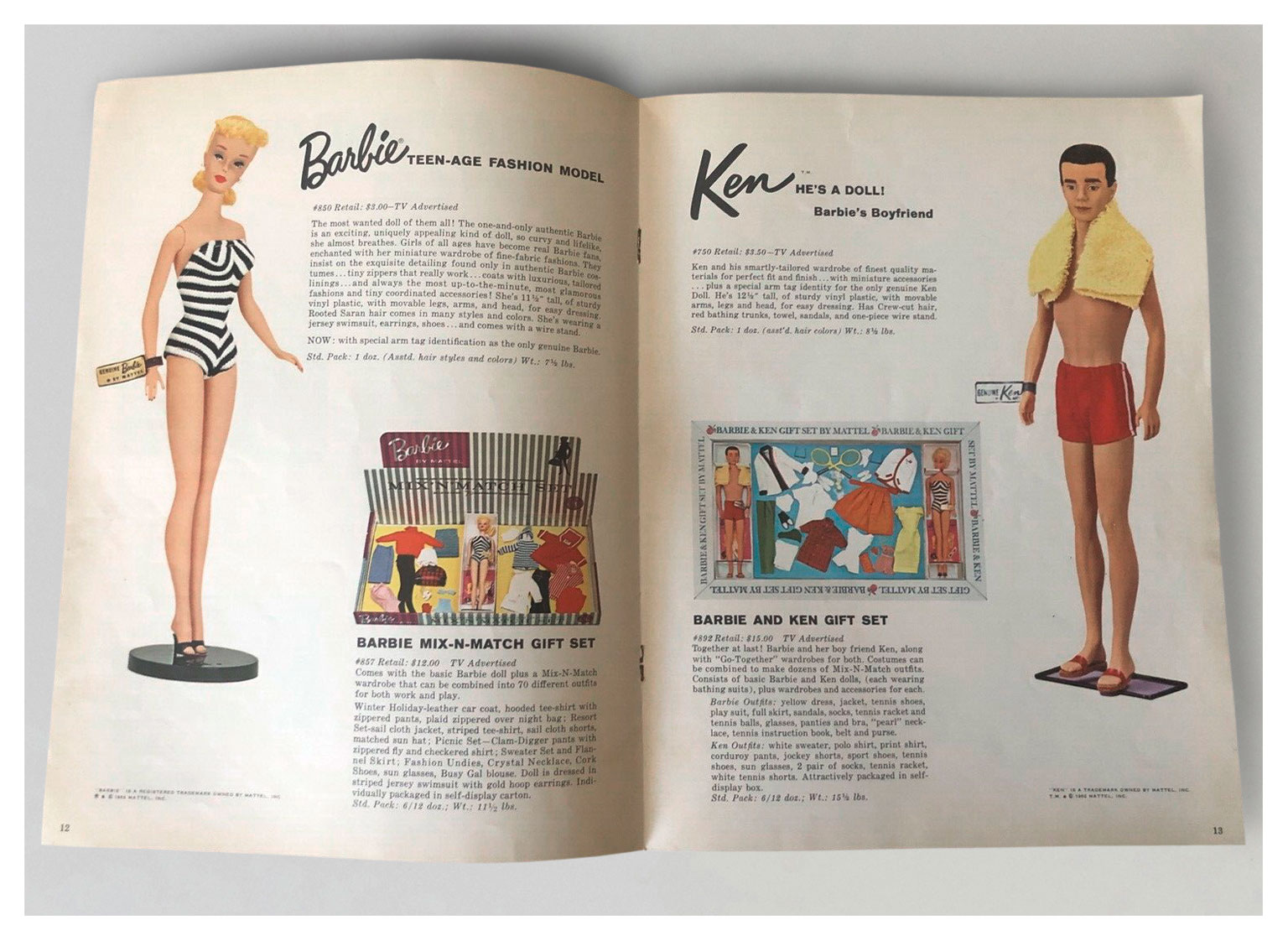 From Mattel Dolls For Fall '62 catalogue