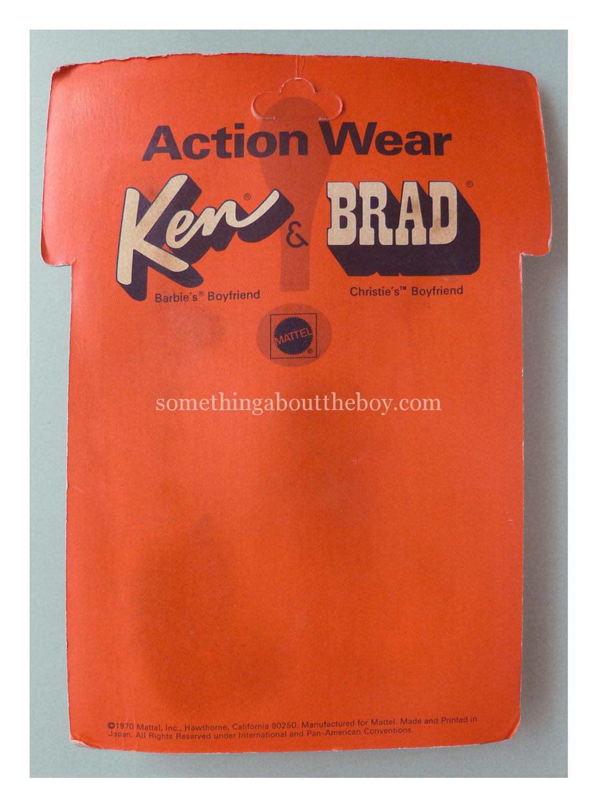 1971 Action Wear reverse of packaging