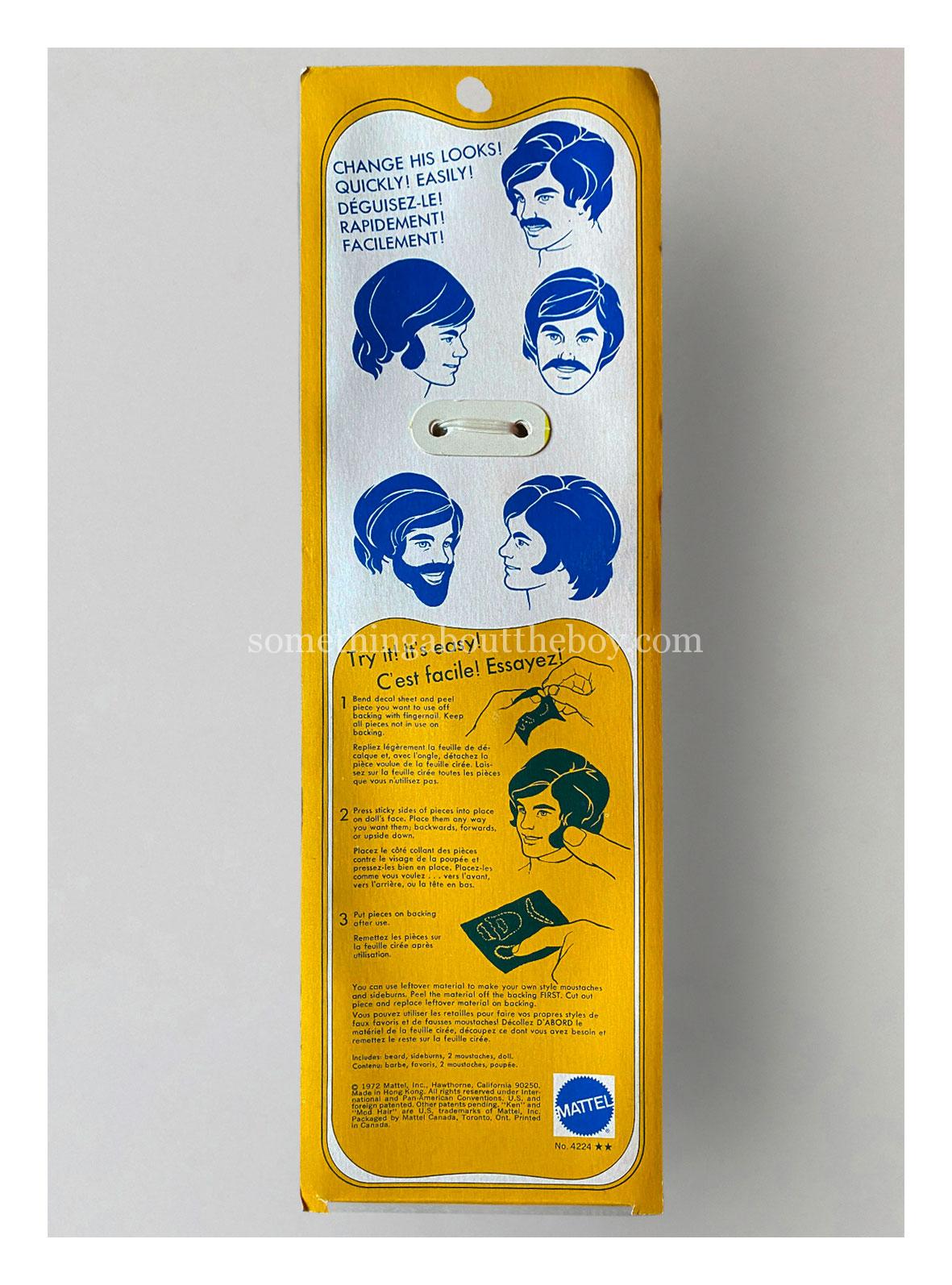 1973 #4224 Mod Hair Ken Canadian packaging (Made in Hong Kong)