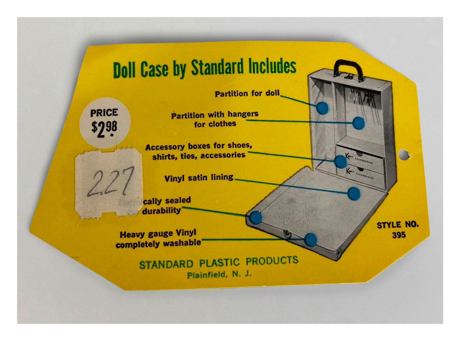 1962 Ken Doll Case tag