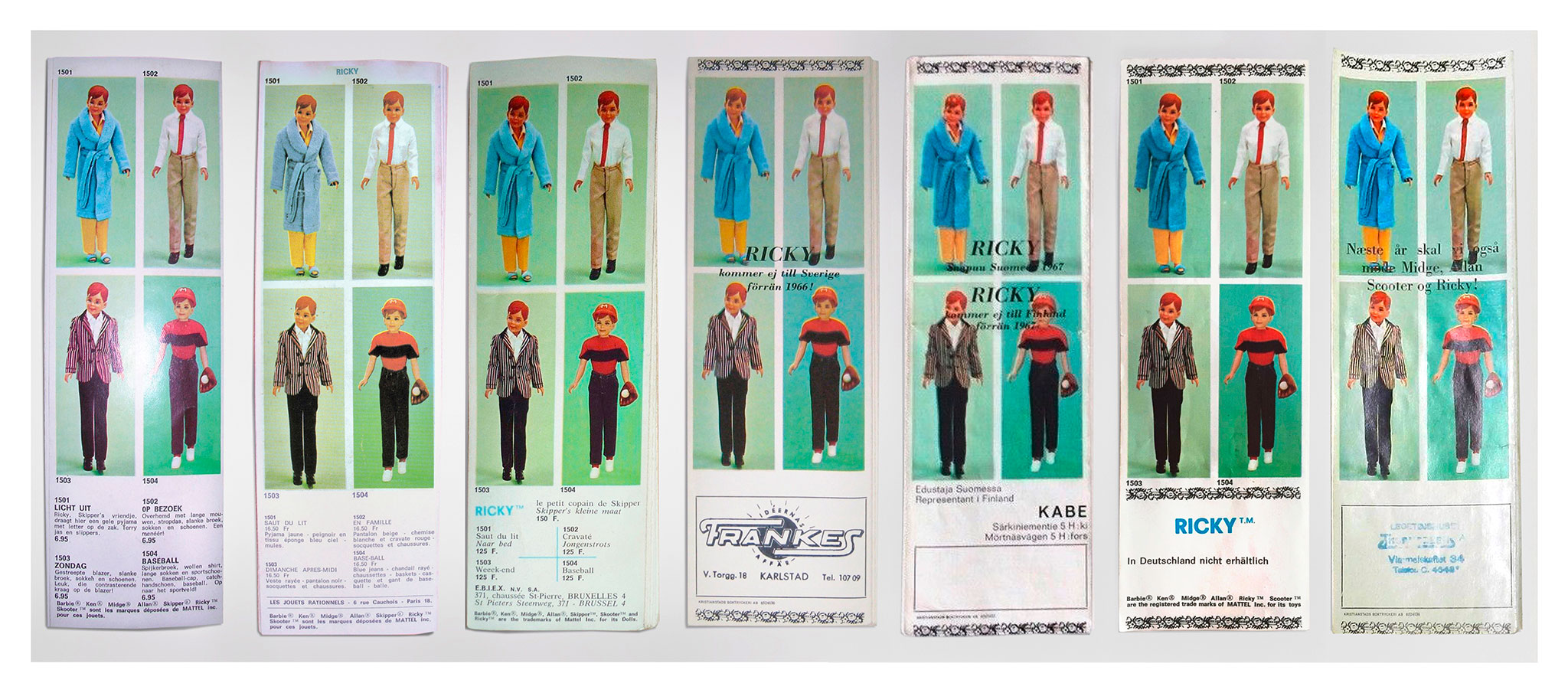 From 1965 European Barbie booklets (Dutch, French, Belgian, Swedish, Finnish, German, Italian & Danish)